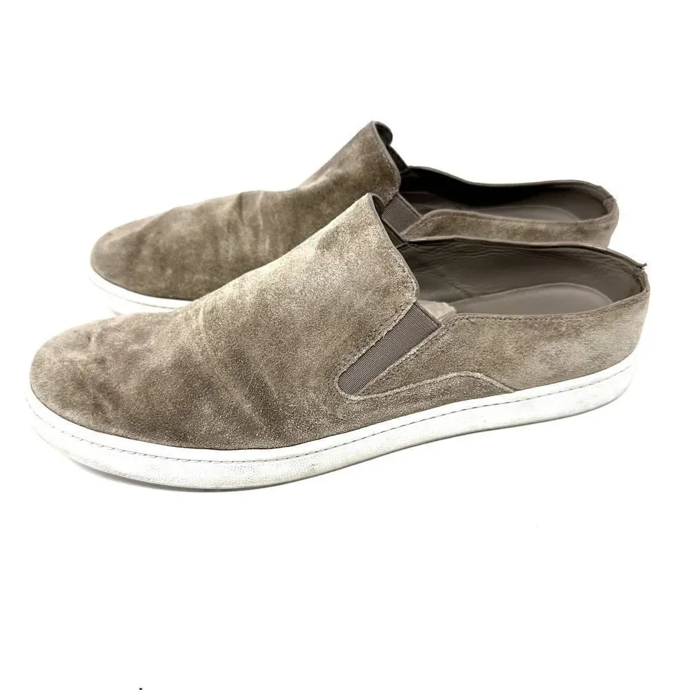 Vince Womens Verrel-2 Brown Beige White Low Top‎ Suede Slip On Sneakers Size 8
